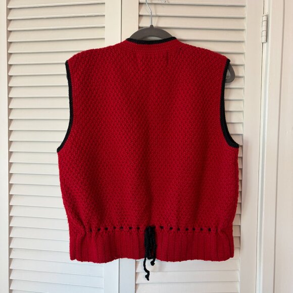 Vintage Obermeyer women's Noel vest large red christmas holiday button wool - Picture 6 of 10